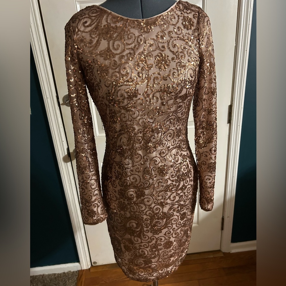 Rose Gold Pink Sequin Cocktail Dress Size 6